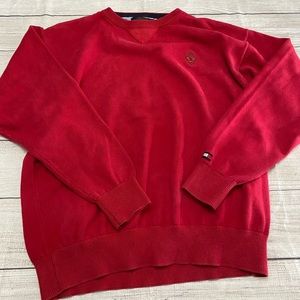 Tommy Hilfiger Men's Sweater Size Large Pull-over red, long-sleeve